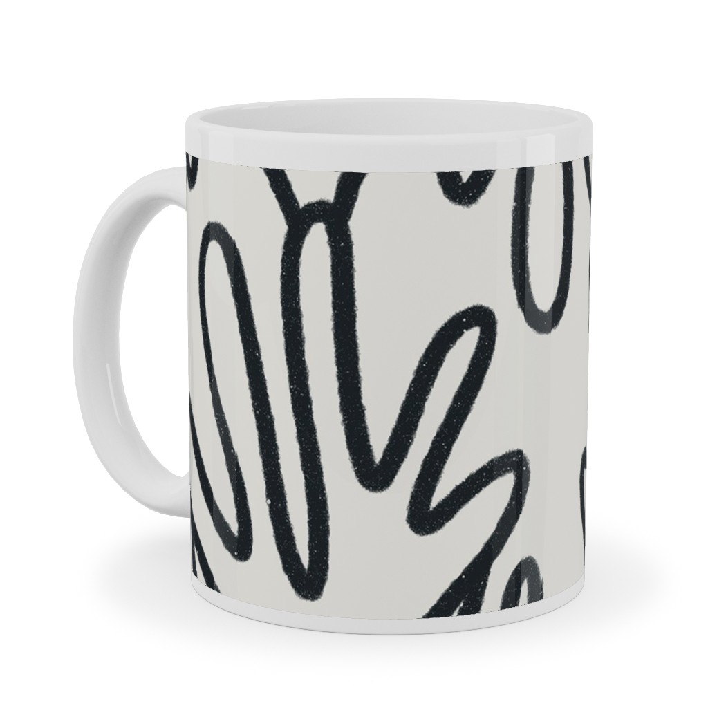 Wavy Lines - Black on White Ceramic Mug, White,  , 11oz, White