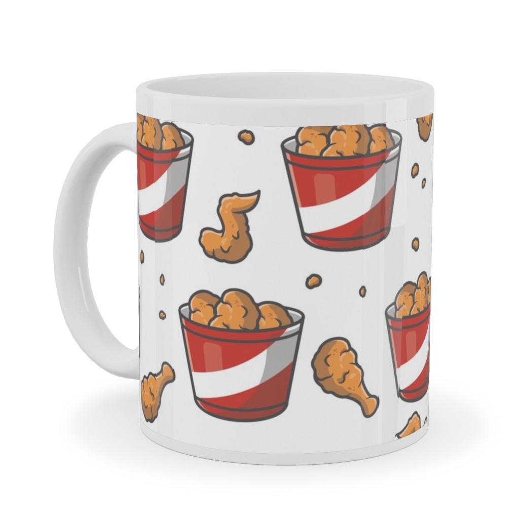 Fried Chicken Bucket Ceramic Mug, White, , 11oz, White, White