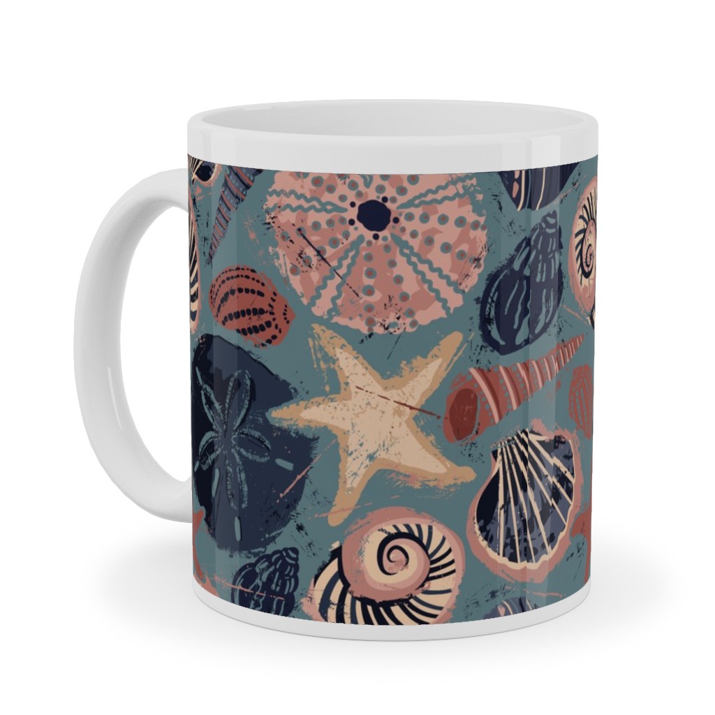 Seashells and Slate - Multi Ceramic Mug, White,  , 11oz, Multicolor