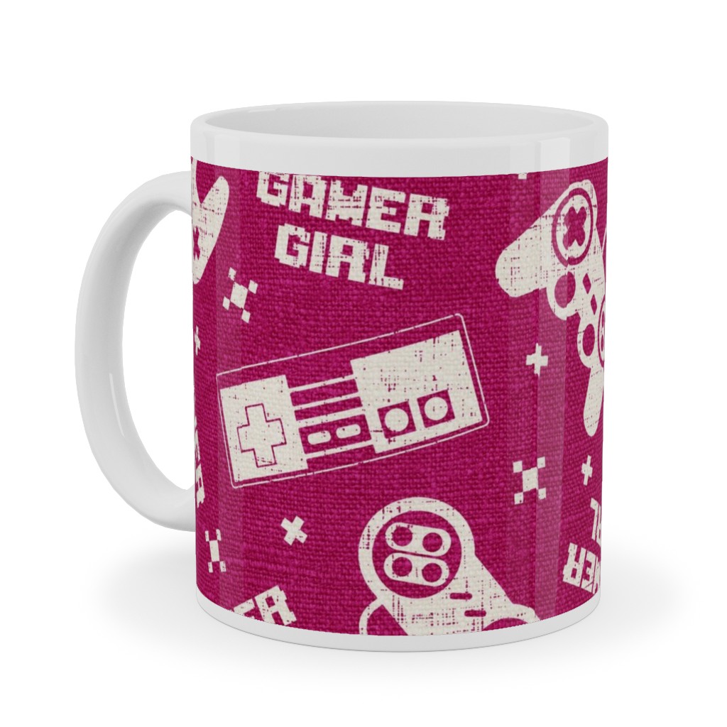 Gamer Life Ceramic Mug, White,  , 11oz, Pink