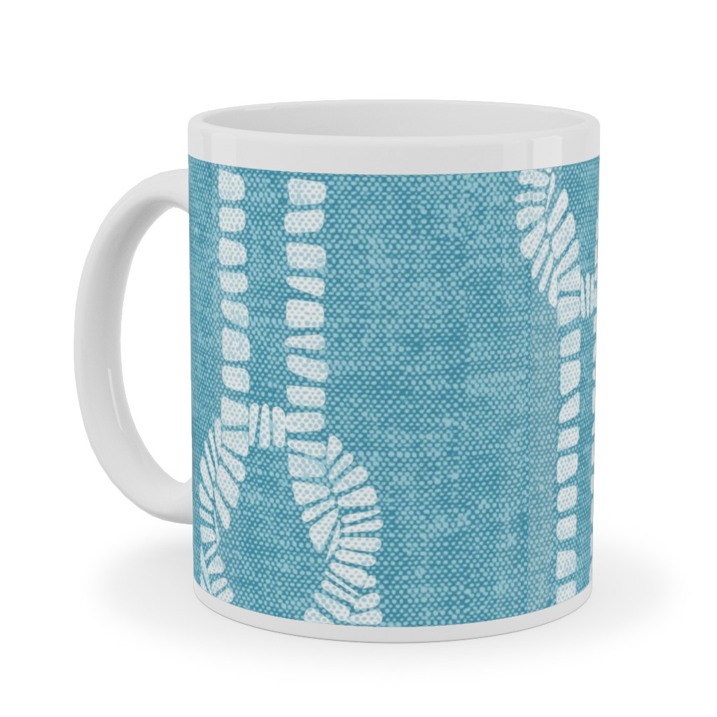 Nautical Coastal Square Rope Knots - Summer Blue Ceramic Mug, White, , 11oz, Blue, True Blue