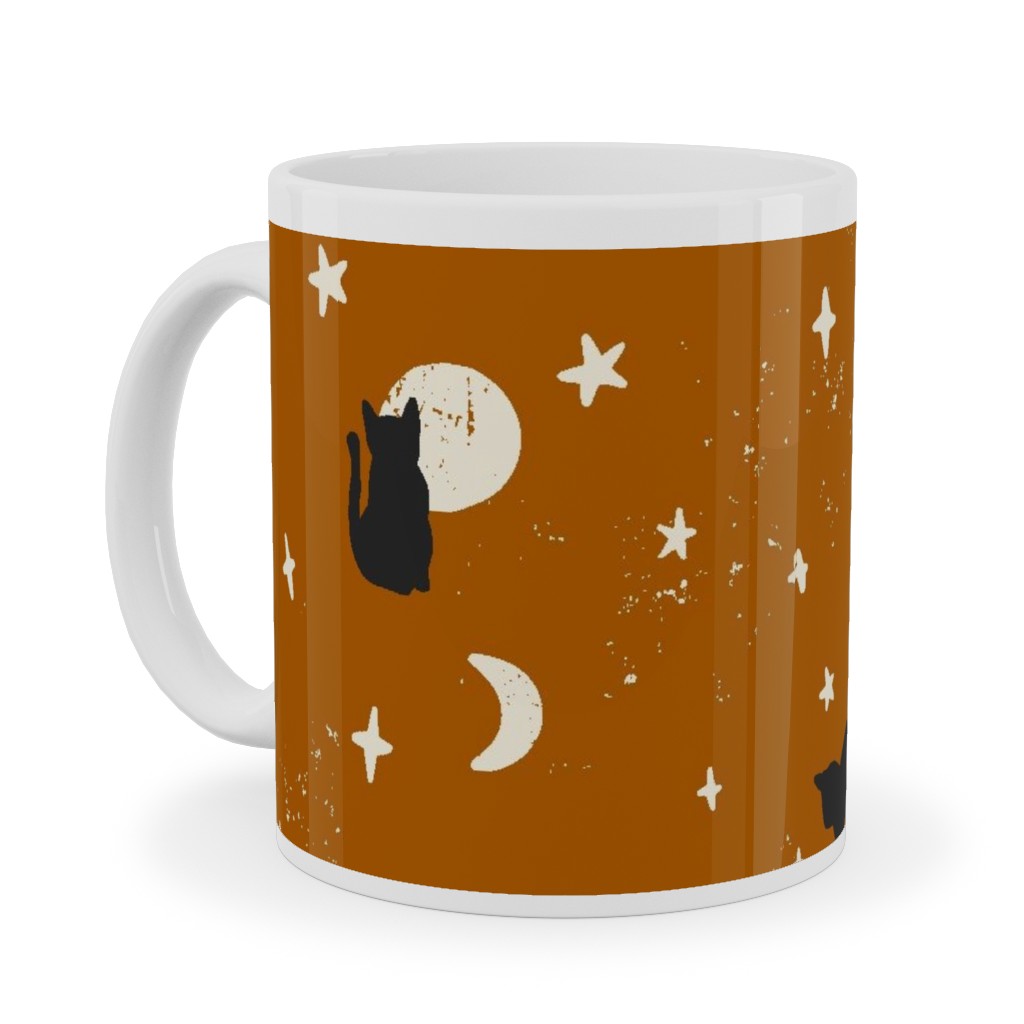 Black Cats - Burnt Orange Ceramic Mug, White, , 11oz, Orange, Orange