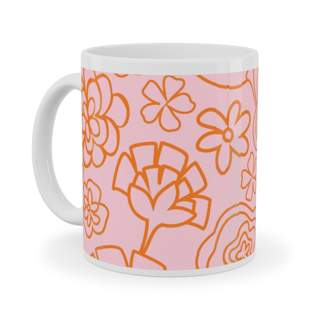 Flower Confetti - Pink Ceramic Mug, White,  , 11oz, Pink