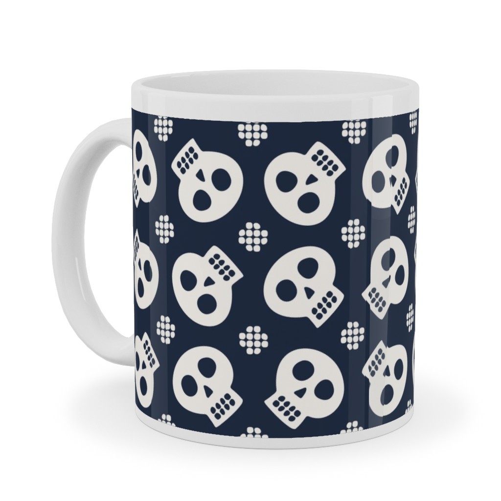 Halloween Skulls Ceramic Mug, White, , 11oz, Black, Silhouette