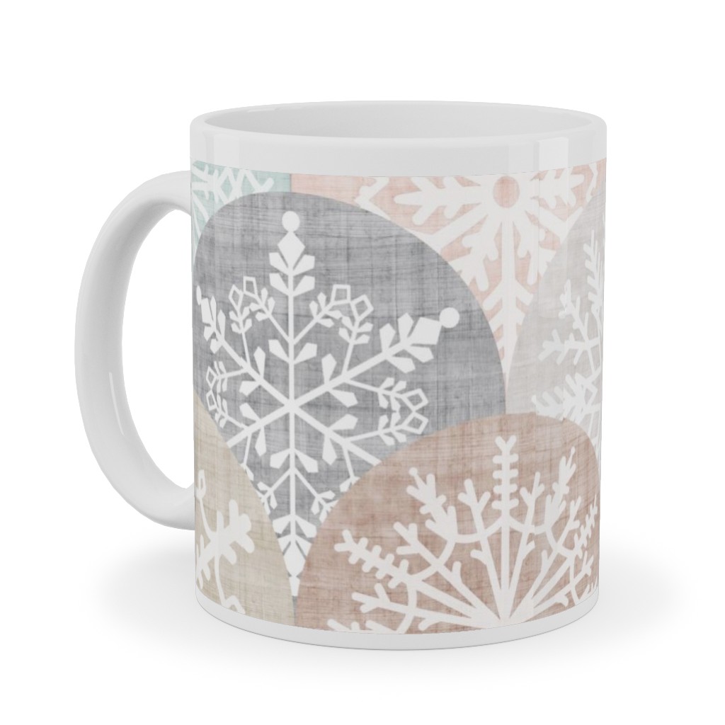 Winter Snowflake Scales - Neutral Ceramic Mug, White, , 11oz, Beige, Pearl