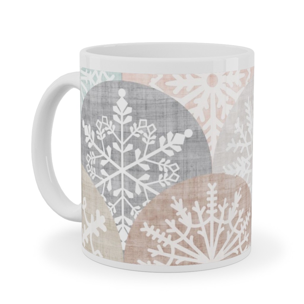 Winter Snowflake Scales - Neutral Ceramic Mug, White,  , 11oz, Beige