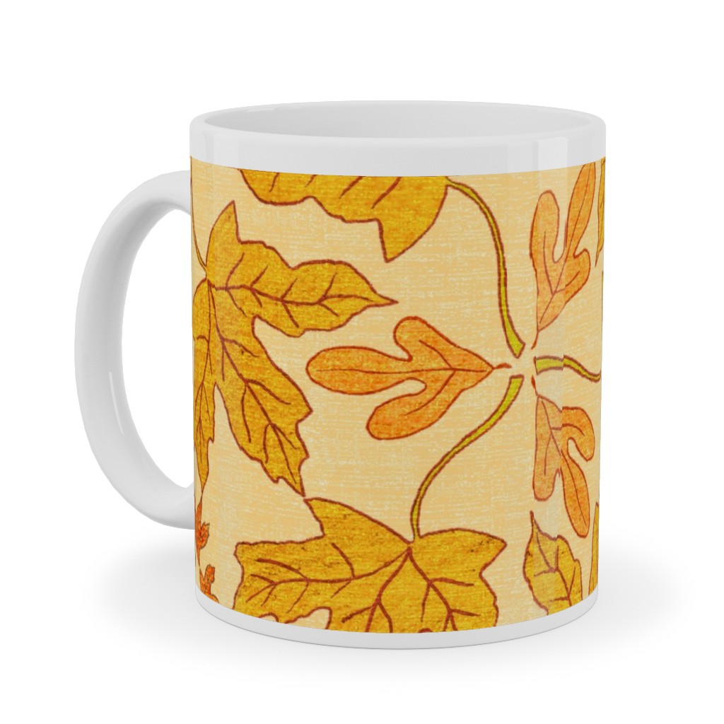 Autumn Leaf Kaleidoscope Ceramic Mug, White,  , 11oz, Orange