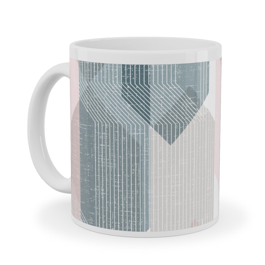 Deco Mod Hex Reflections - Sorbet Ceramic Mug, White, , 11oz, Gray, Gray