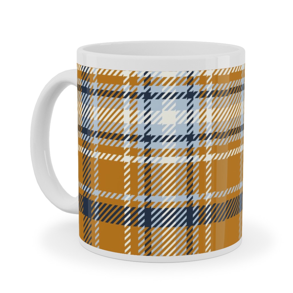 Desert Sun Plaid - Orange Ceramic Mug, White, , 11oz, Orange, Orange
