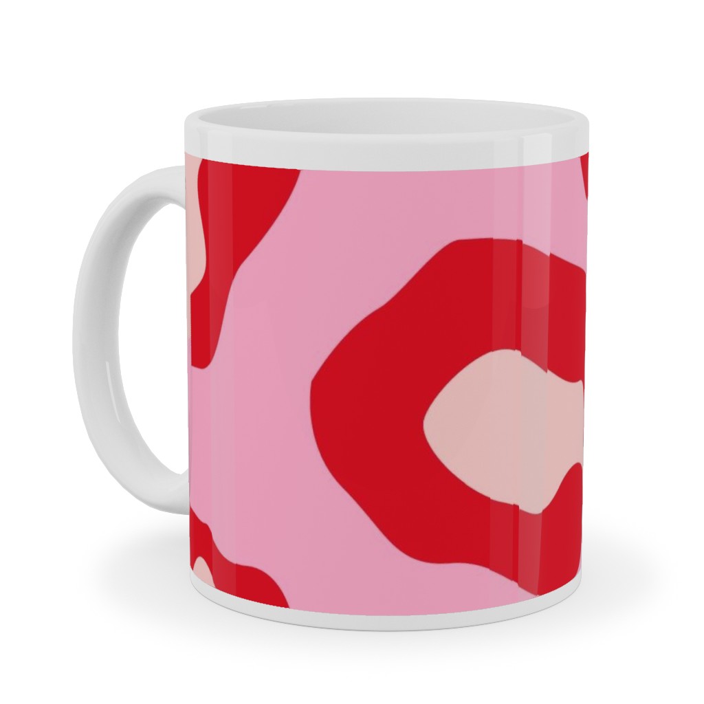 Leopard - Pink and Red Ceramic Mug, White, , 11oz, Pink, Bright Pink
