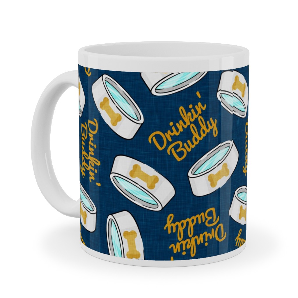 Drinkin' Buddy - Dog - Blue Ceramic Mug, White, , 11oz, Blue, True Blue