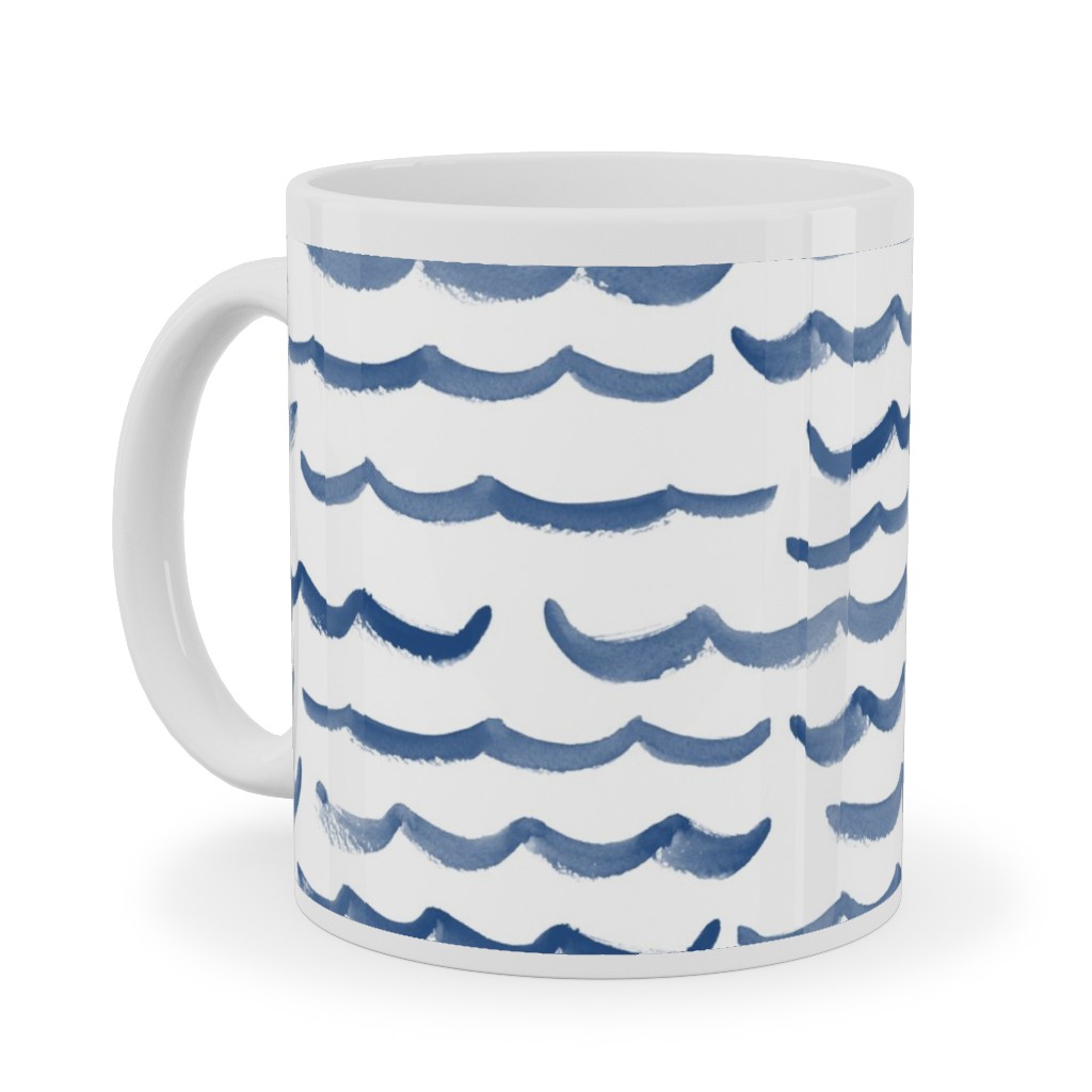 Ocean Waves Ceramic Mug, White, , 11oz, White, Blue Lagoon
