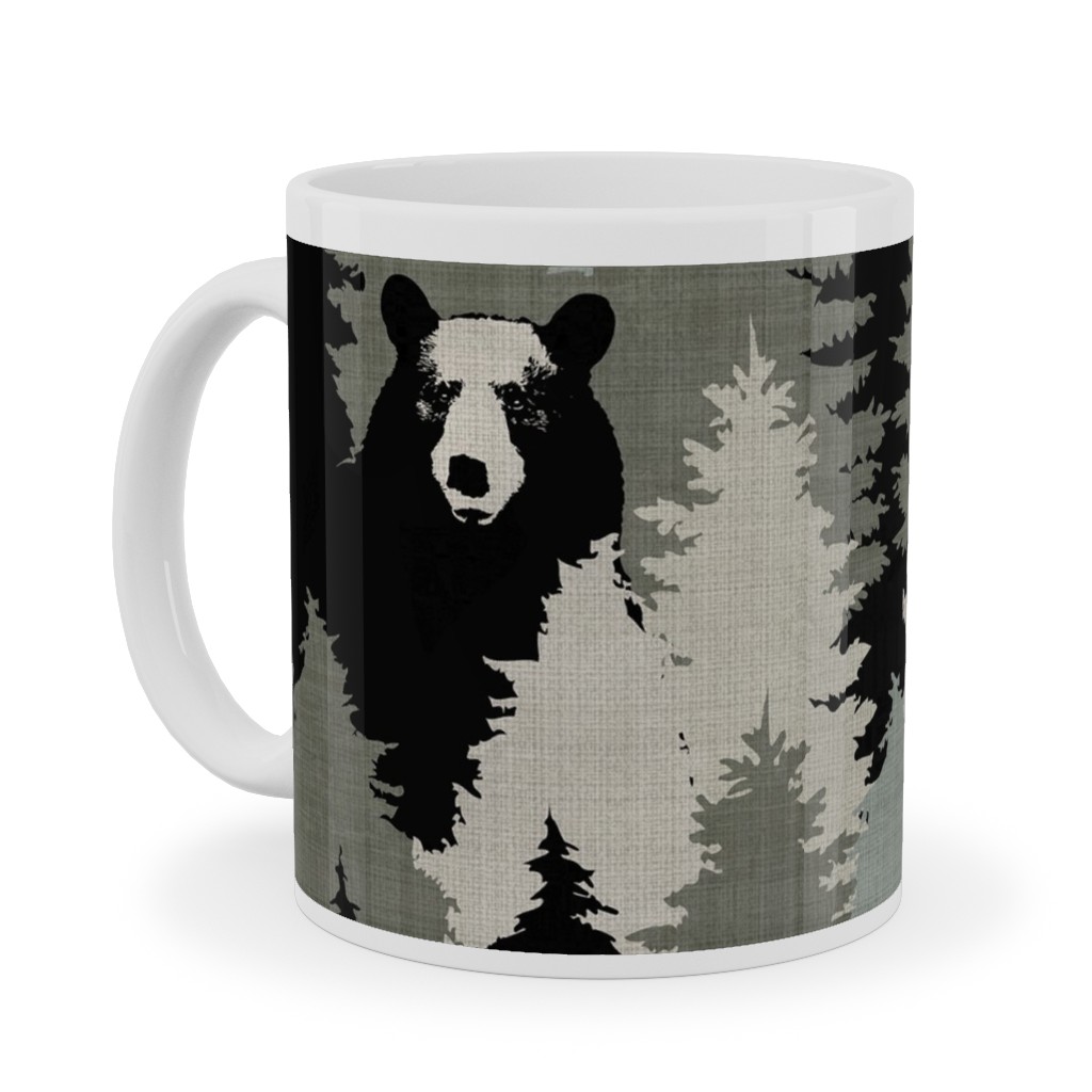 Bears Texture - Green Ceramic Mug, White,  , 11oz, Green
