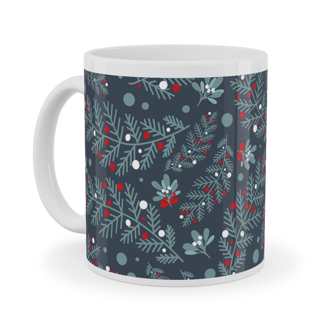 Nutcracker Pines on Blue Ceramic Mug, White, , 11oz, Blue, True Blue