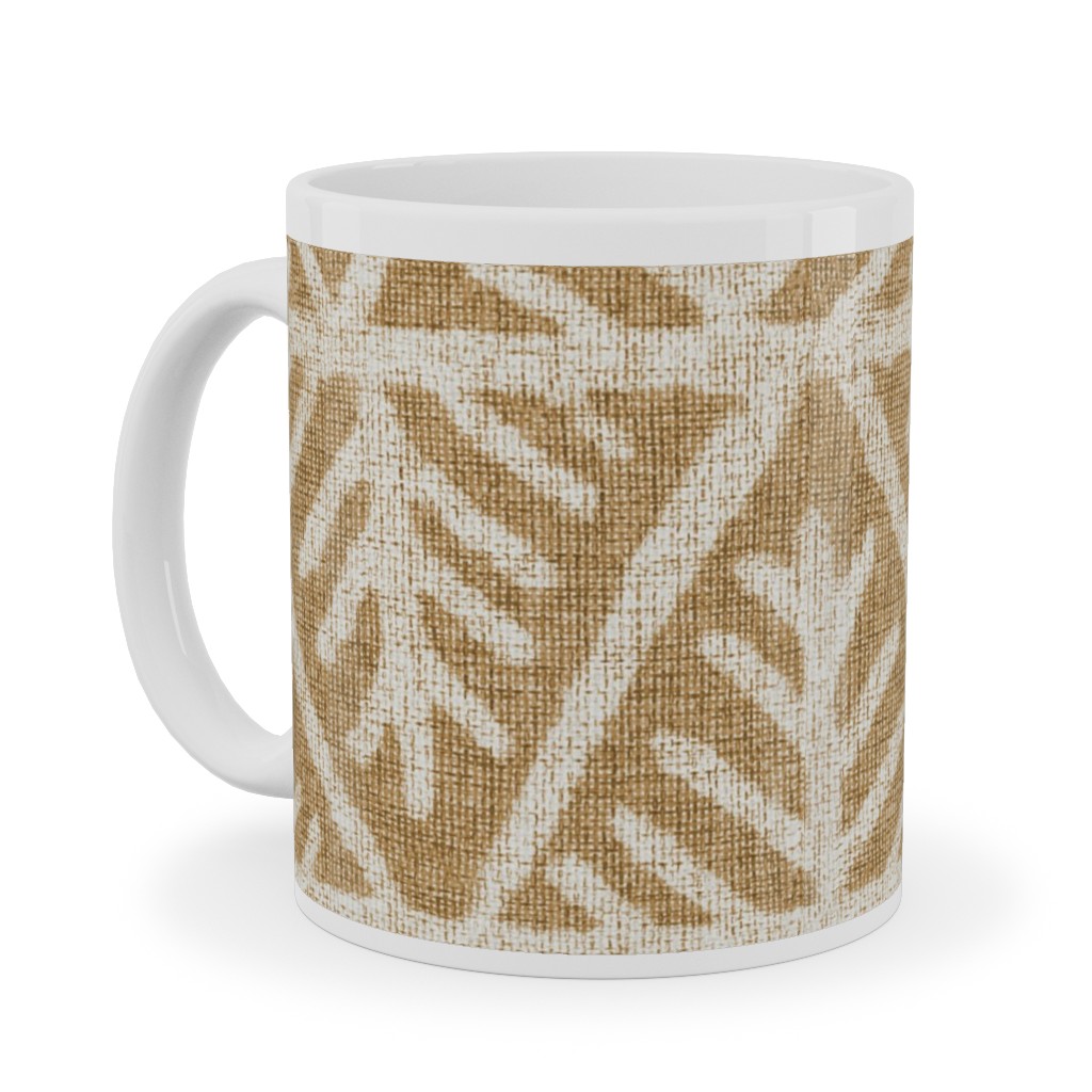 Textured Mudcloth Ceramic Mug, White,  , 11oz, Brown