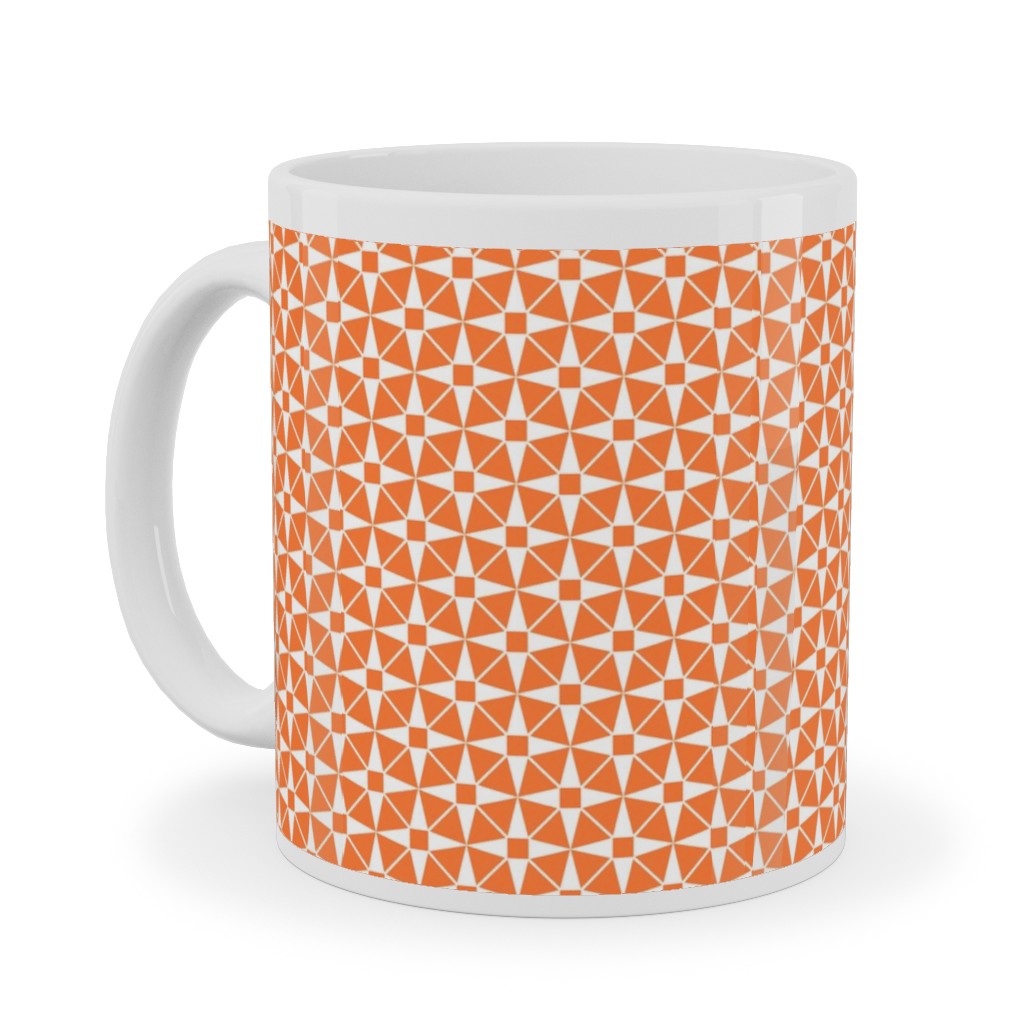 Starburst Geometric - Orange Ceramic Mug, White,  , 11oz, Orange