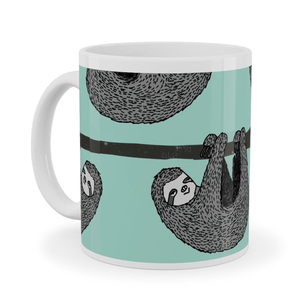 Sloth - Mint Ceramic Mug, White, , 11oz, Green, Classic Green