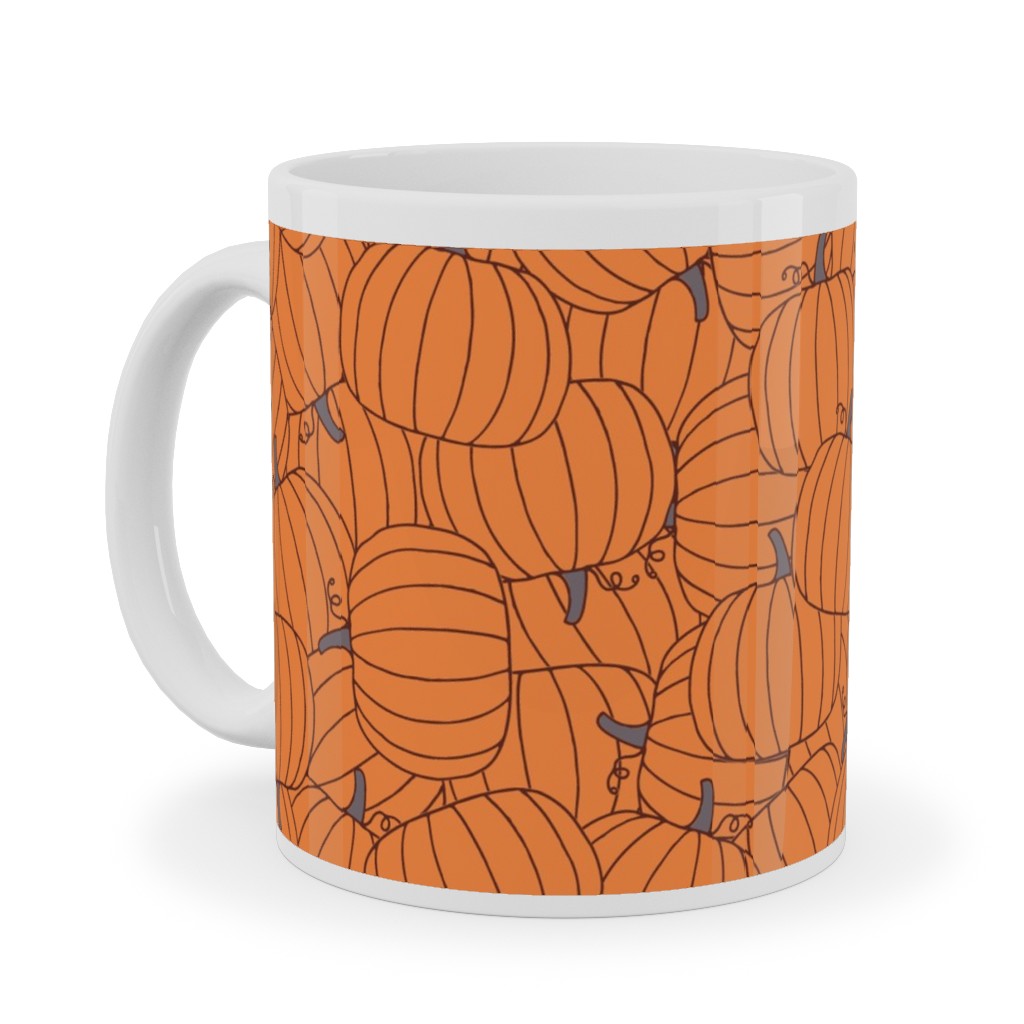 Squashed Squash Ceramic Mug, White, , 11oz, Orange, Orange