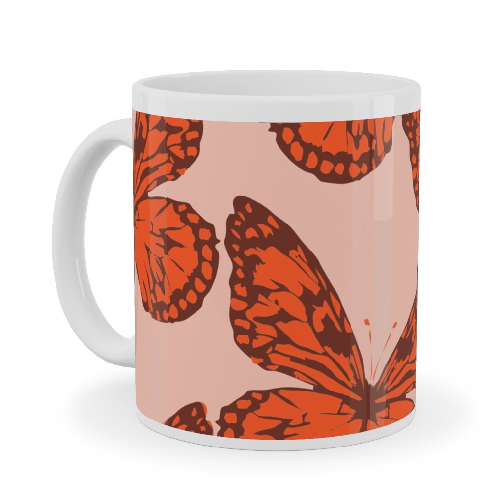 Butterfly Ceramic Mug, White, , 11oz, Orange, Fawn