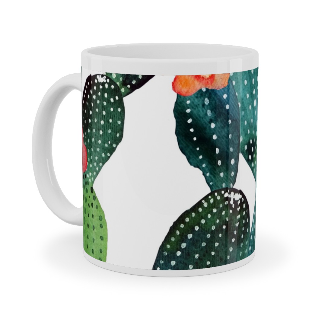 Cactuses - Green Ceramic Mug, White, , 11oz, Green, Classic Green