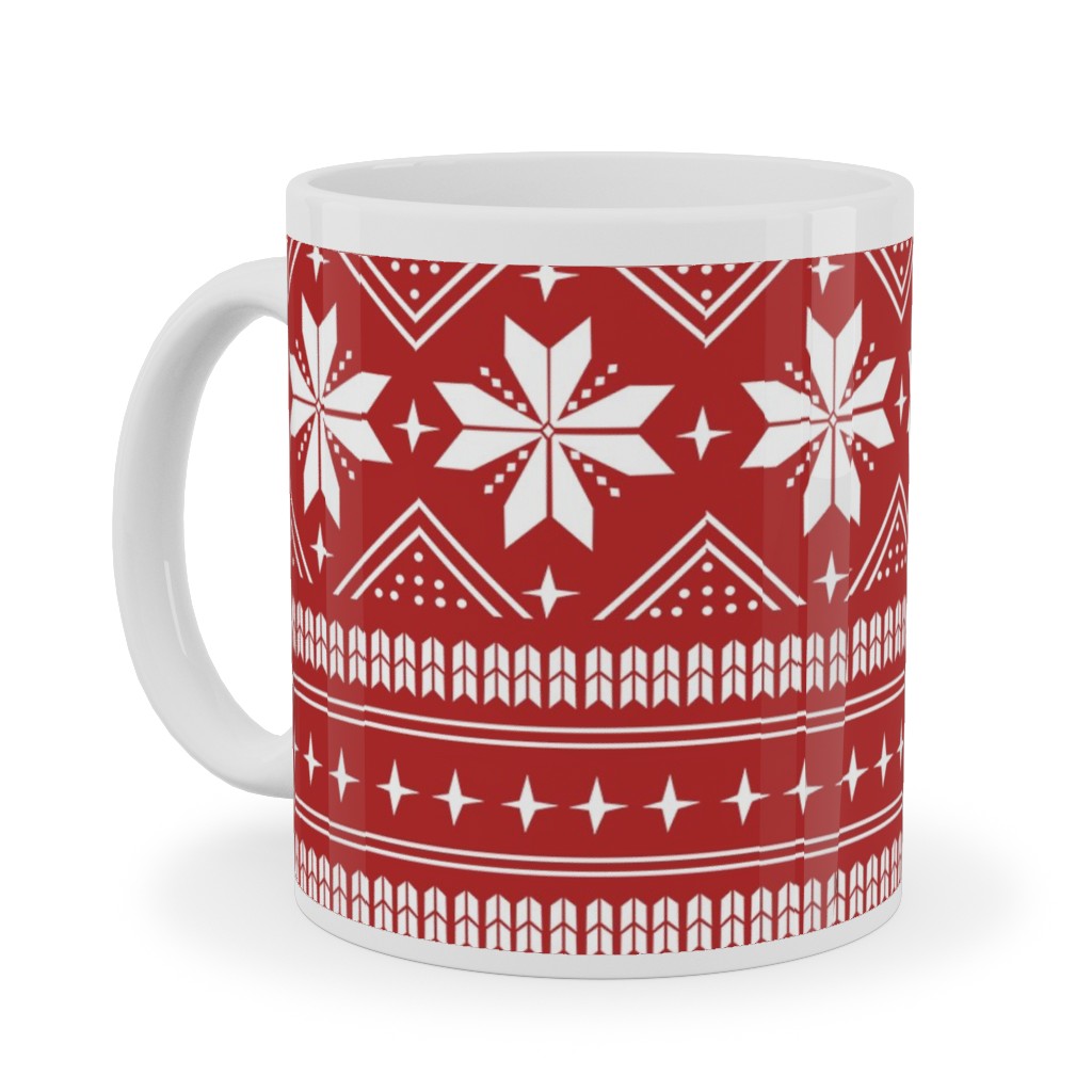 Nordic Sweater - Red Ceramic Mug, White, , 11oz, Red, Red