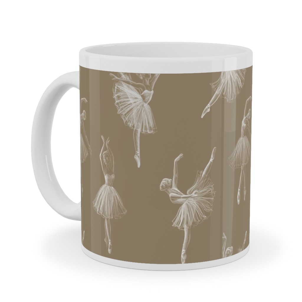 Ballerinas Ceramic Mug, White, , 11oz, Brown, Morning Latte