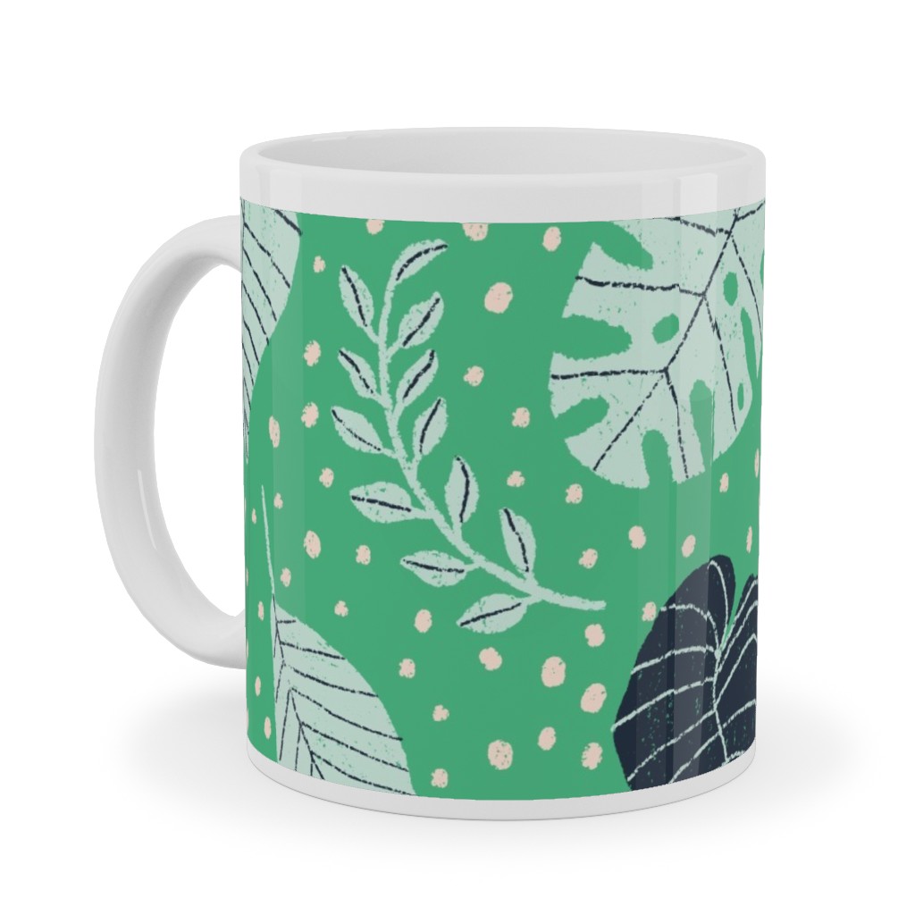 Leafy Jungle - Green Ceramic Mug, White, , 11oz, Green, Classic Green