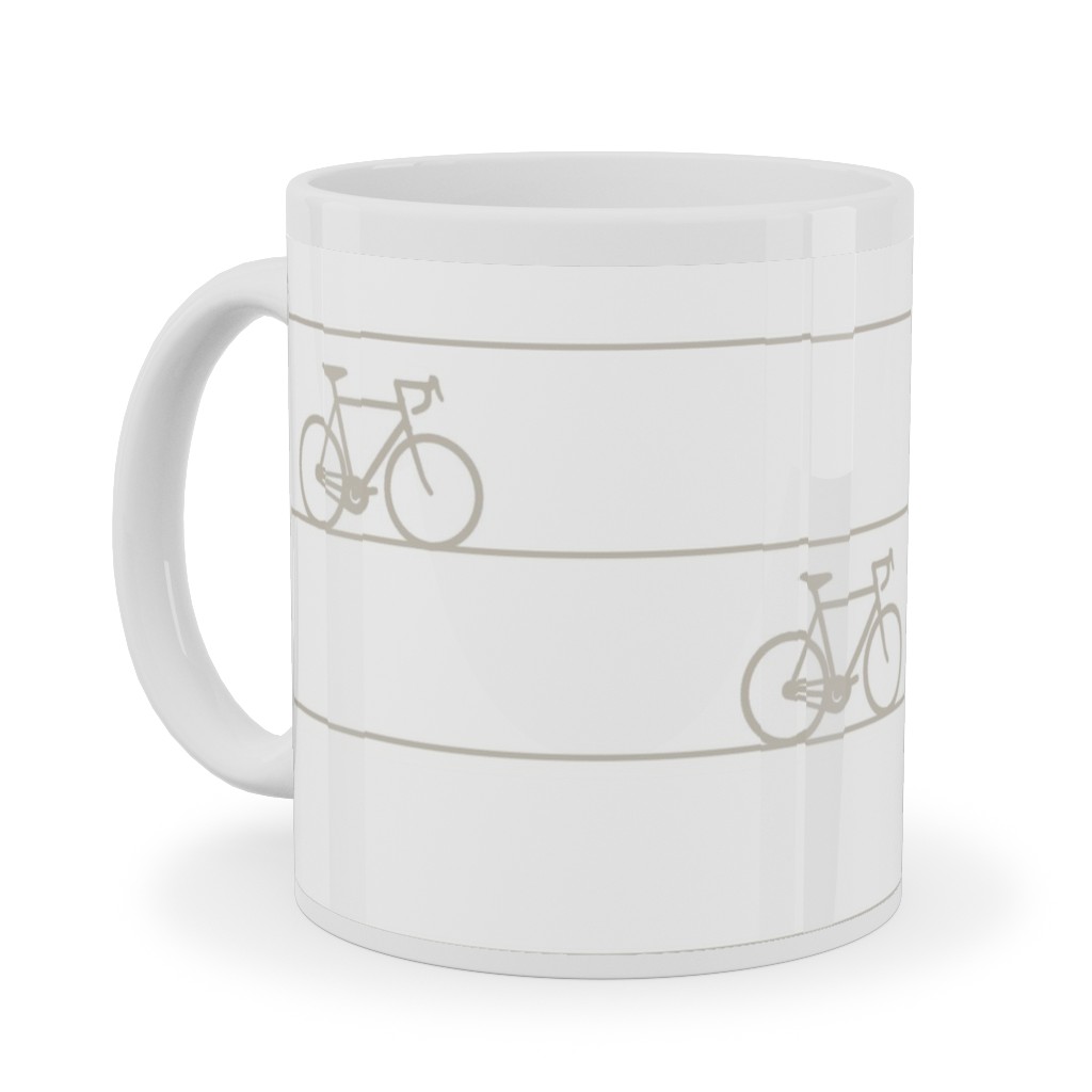 Biking Ceramic Mug, White, , 11oz, White, Pebble
