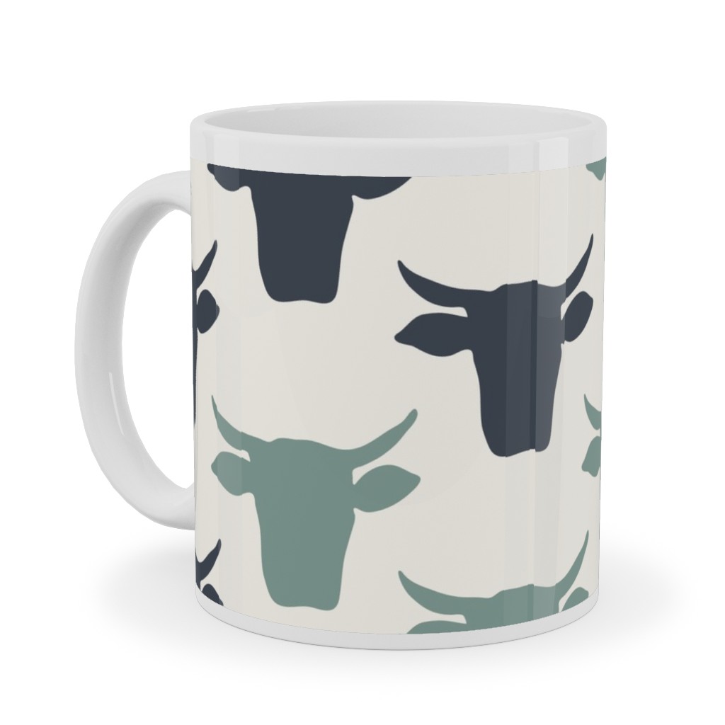Cows Ceramic Mug, White, , 11oz, Green, Desert Green