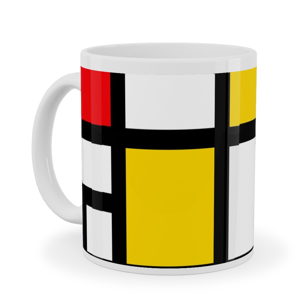 Mondrian Ceramic Mug, White, , 11oz, Multicolor
