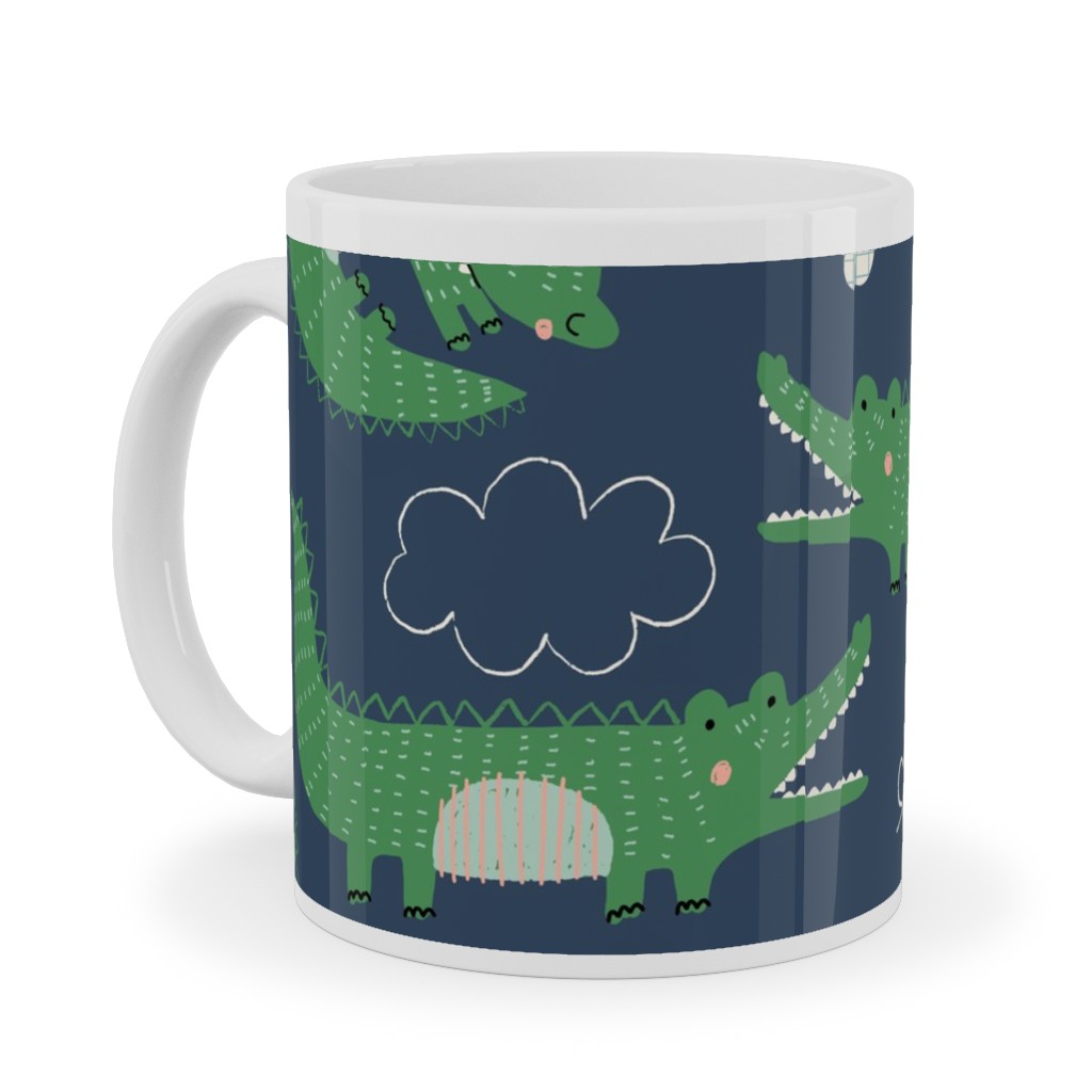 Cute Alligators - Green Ceramic Mug, White, , 11oz, Green, Classic Green