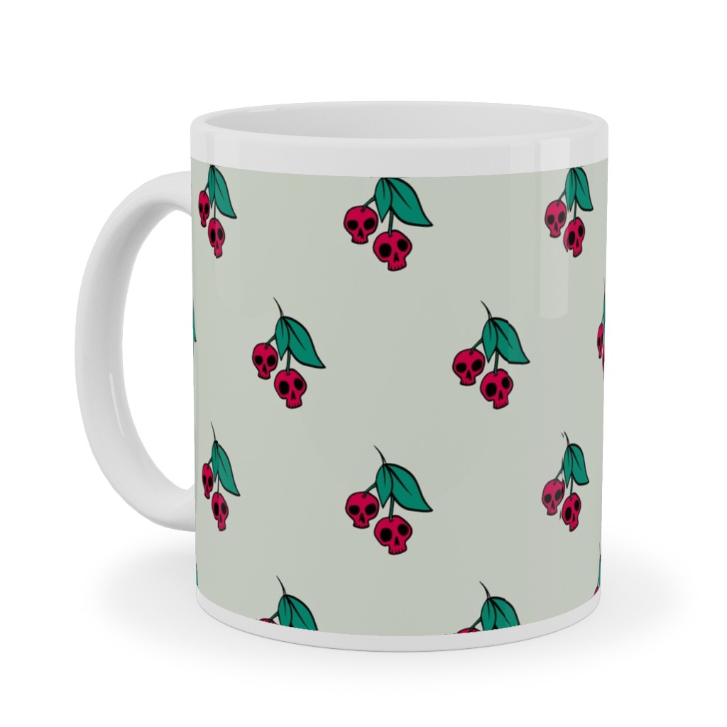 Skull Cherries Ceramic Mug, White, , 11oz, Multicolor