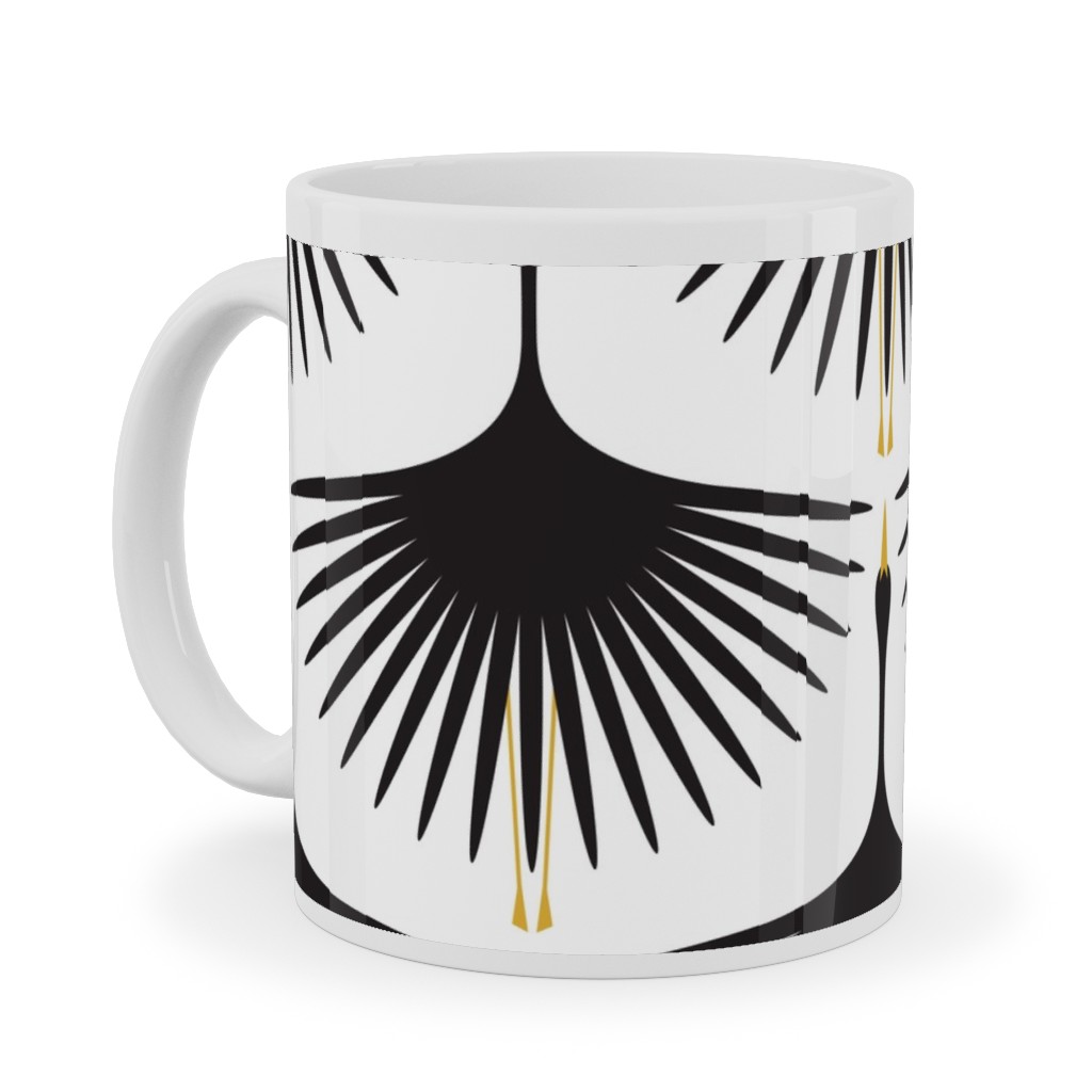 Art Deco Swans Ceramic Mug, White,  , 11oz, White