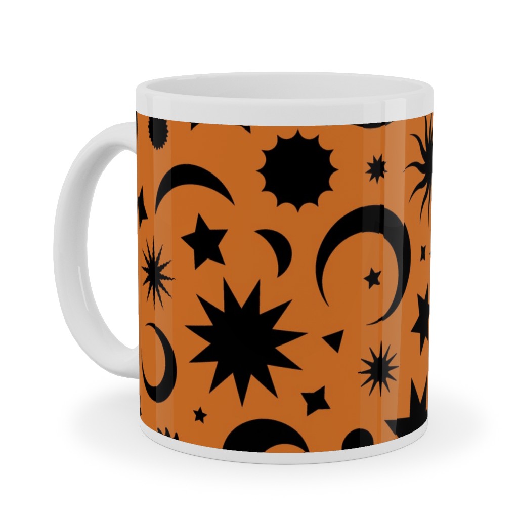 Celestial Kilim - Orange and Black Ceramic Mug, White,  , 11oz, Orange