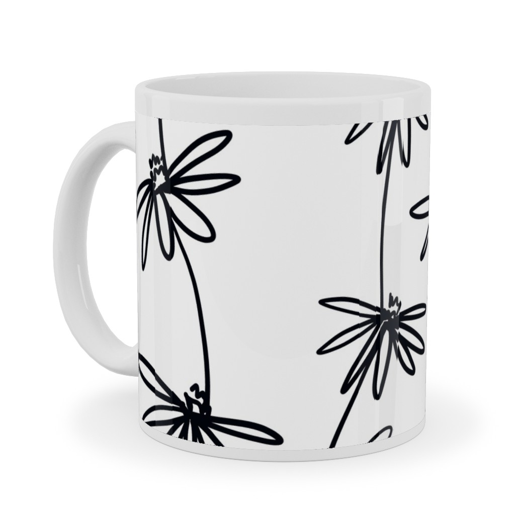 Daisy Chain - Black and White Ceramic Mug, White, , 11oz, White, White