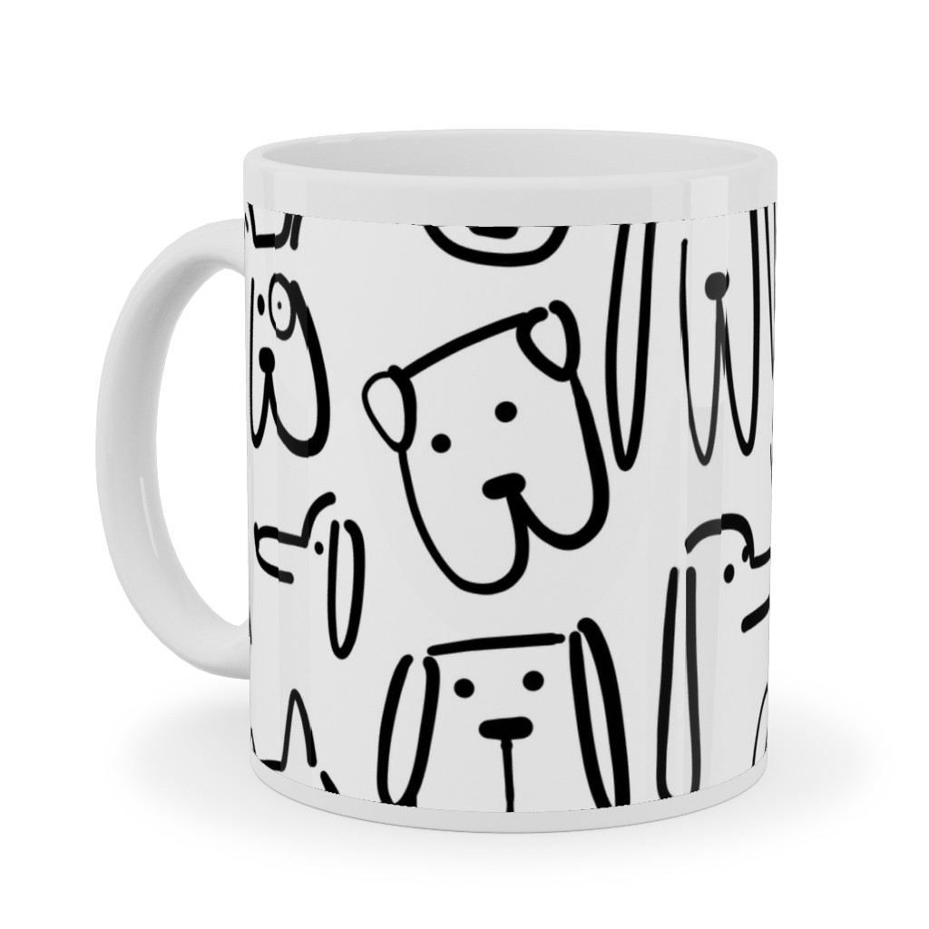 Playful Pups - Black and White Ceramic Mug, White, , 11oz, White, White