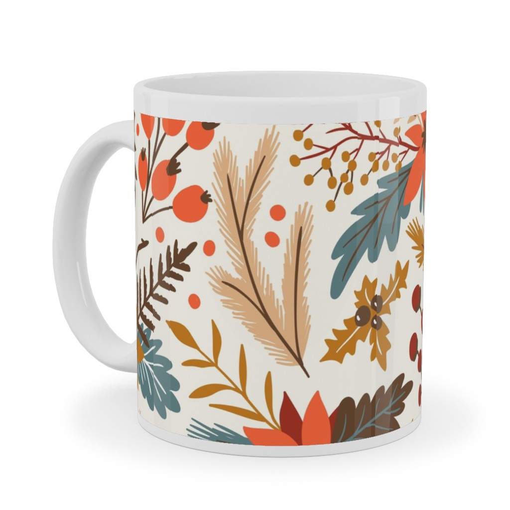 Christmas Flowers - Multi Ceramic Mug, White, , 11oz, Multicolor