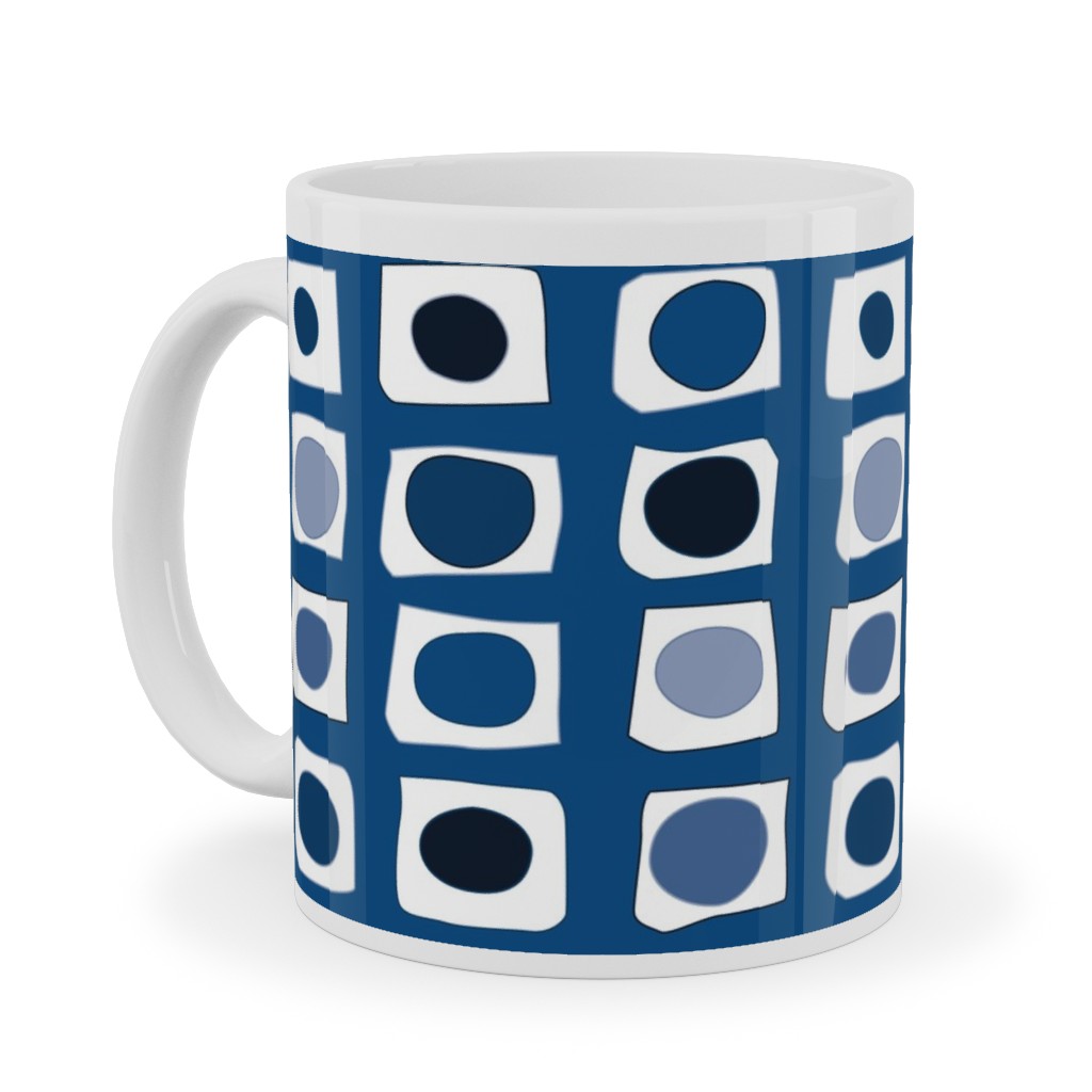 Little White Rectangles - Classic Blue Ceramic Mug, White, , 11oz, Blue, True Blue