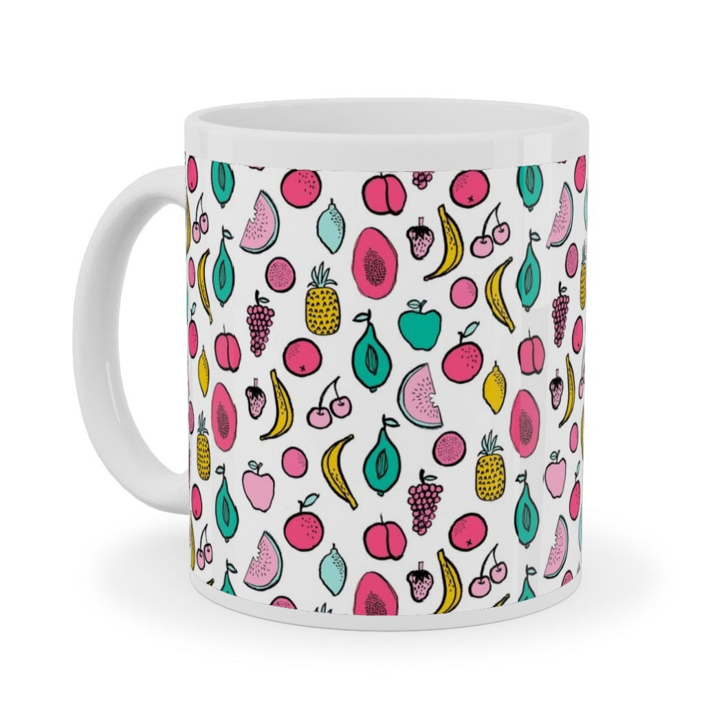 Summer Tropical Fruits - Multi Ceramic Mug, White,  , 11oz, Multicolor