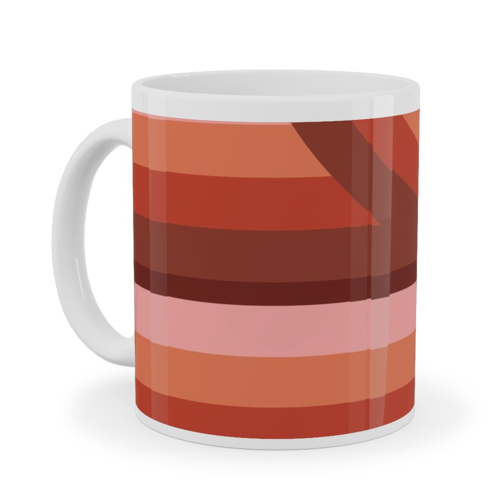 Retro Road - Mauve Multi Ceramic Mug, White, , 11oz, Red, Red