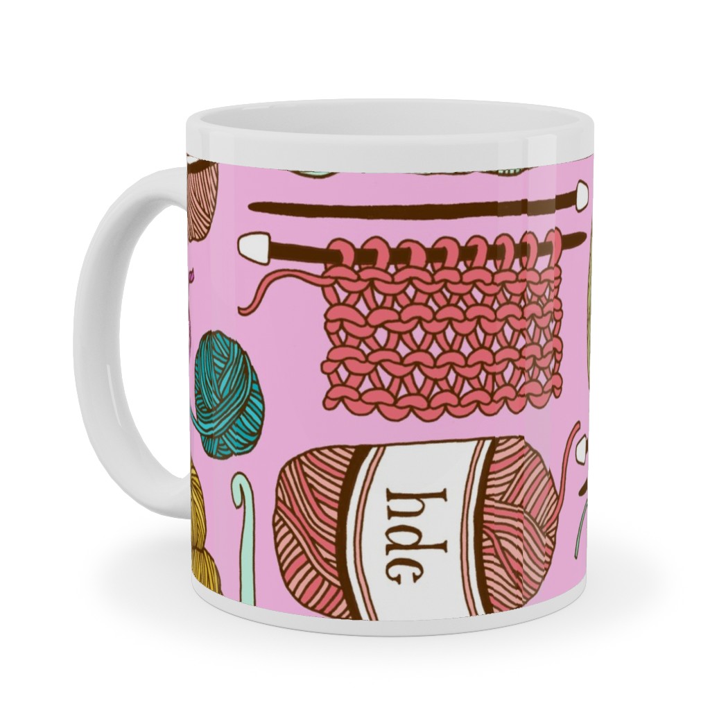 Knitting Ceramic Mug, White,  , 11oz, Multicolor