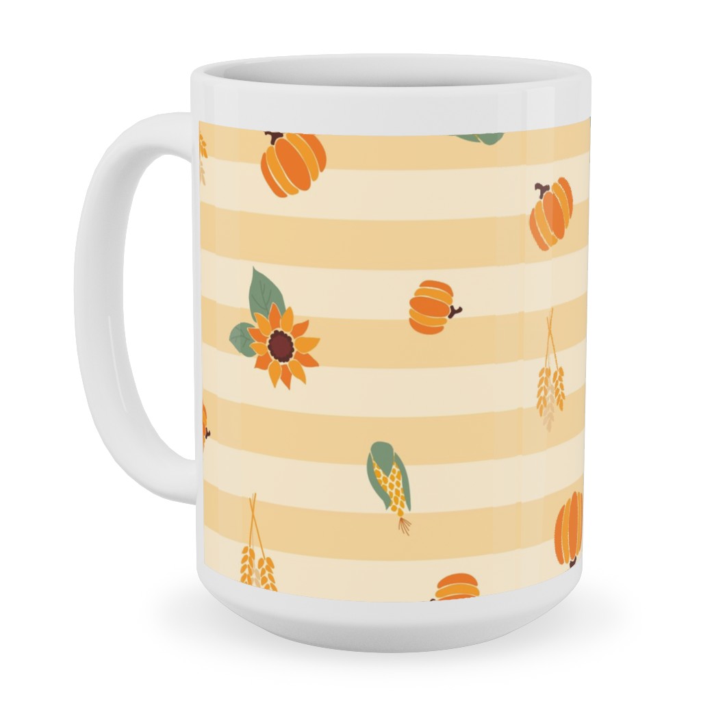 Autumn Nature Stripes - Orange Ceramic Mug, White, , 15oz, Orange, Orange