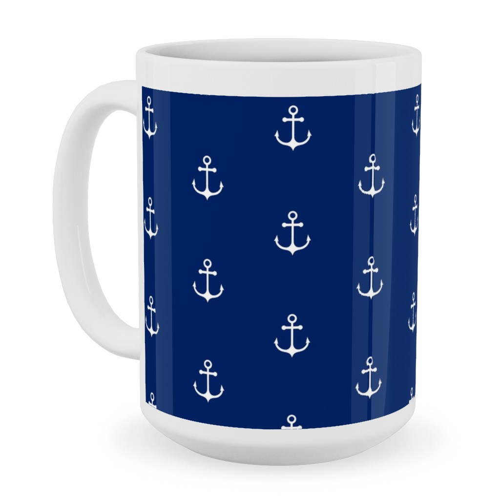 Anchor - Cobalt Blue Ceramic Mug, White, , 15oz, Blue, True Blue