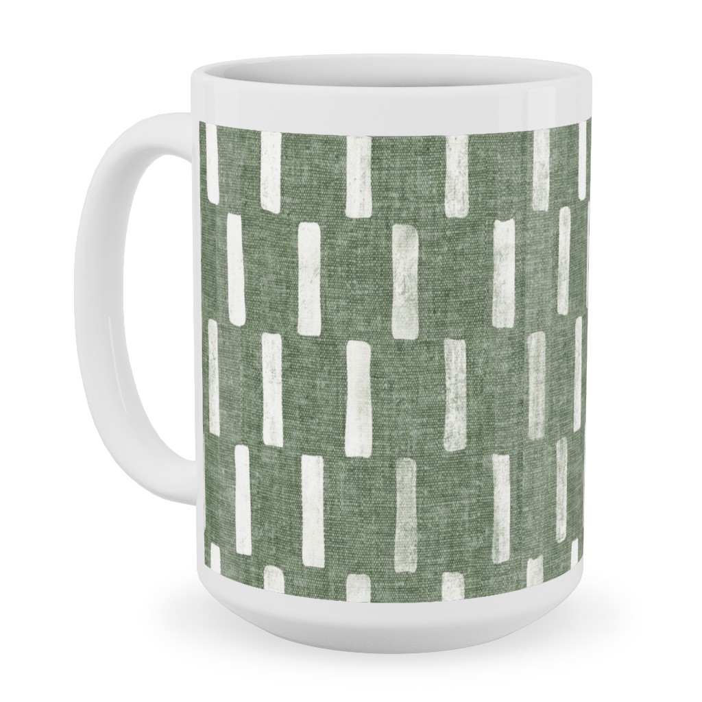 Block Print Dash - Sage Ceramic Mug, White,  , 15oz, Green