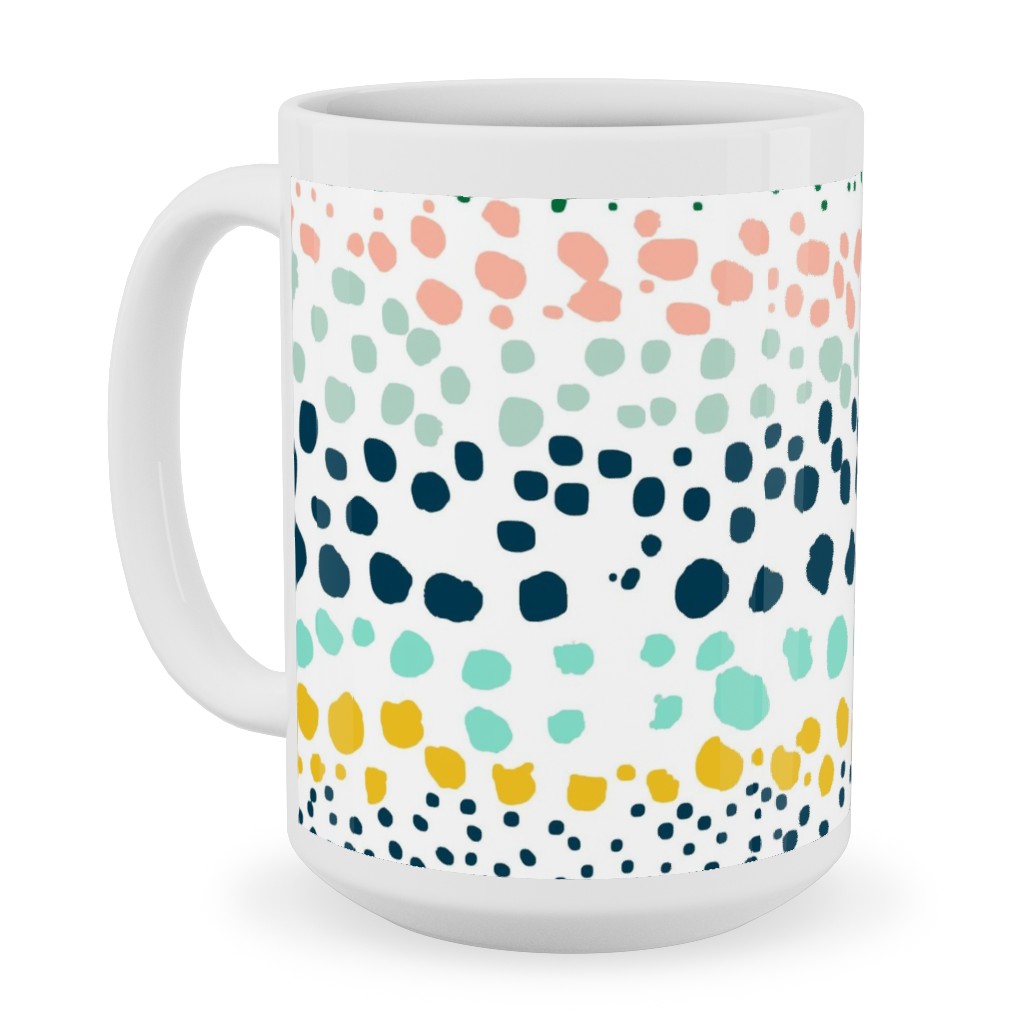Little Textured Dots - Multi Ceramic Mug, White, , 15oz, Multicolor