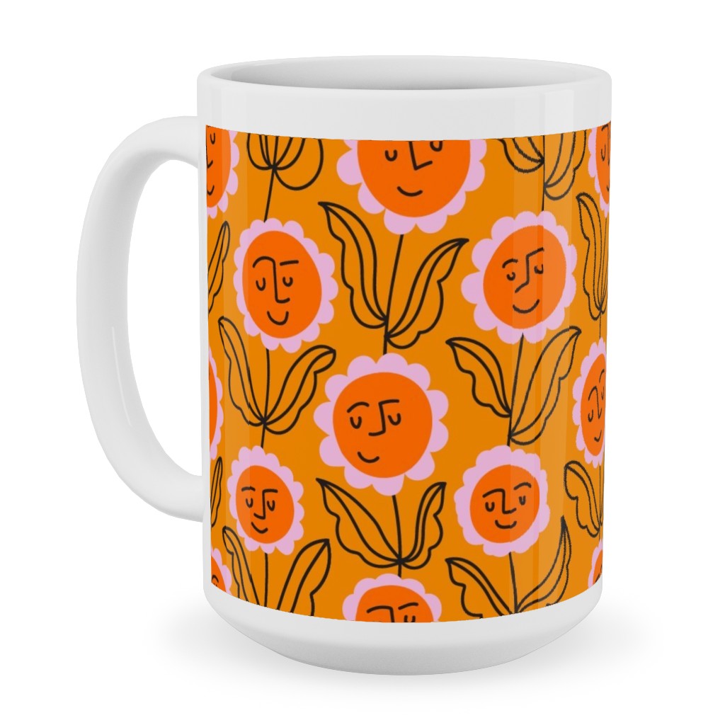 Happy Marigold Vine - Orange Ceramic Mug, White, , 15oz, Orange, Orange