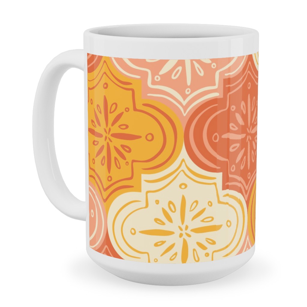 Arabesque - Warm Ceramic Mug, White, , 15oz, Orange, Orange