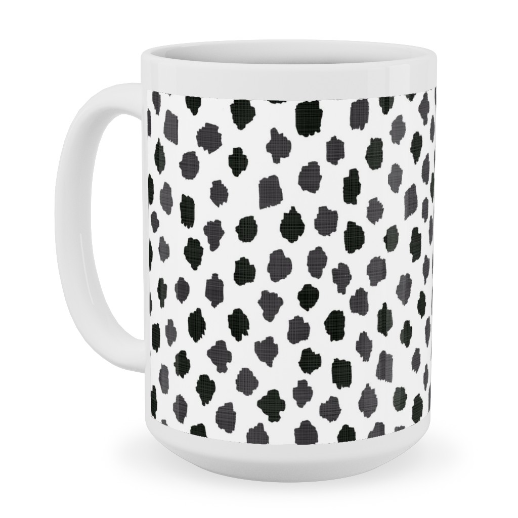 Inky Spots - Black and White Ceramic Mug, White, , 15oz, White, White