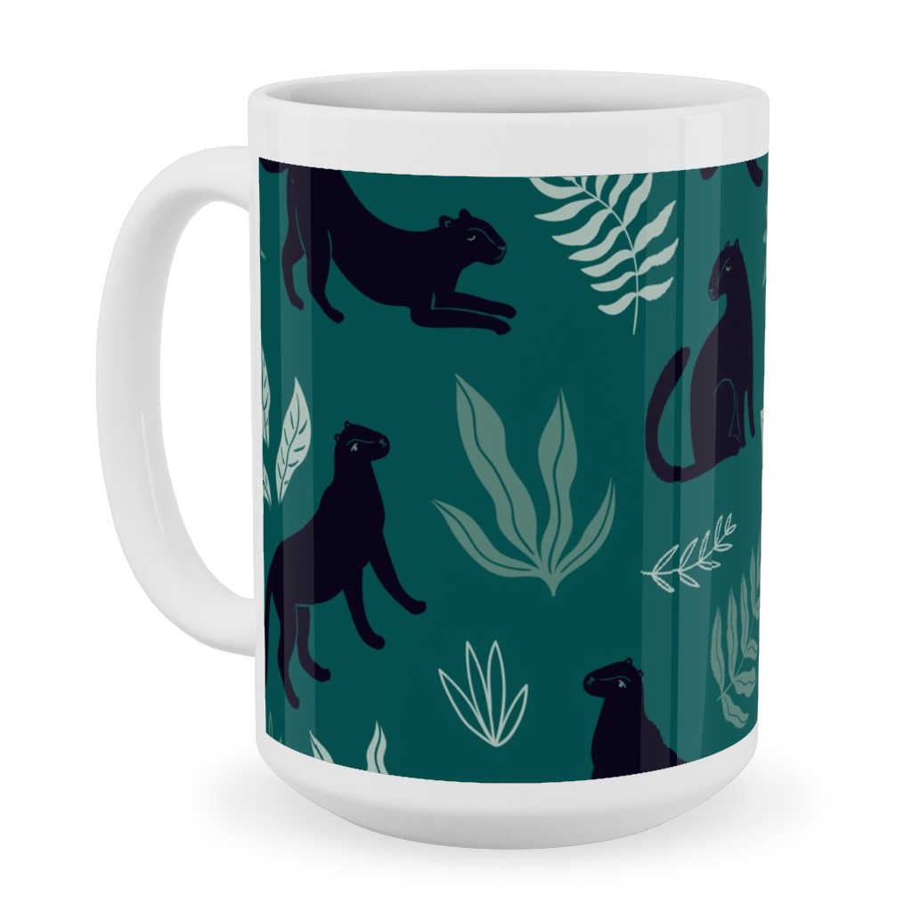 Black Panthers - Emerald Ceramic Mug, White,  , 15oz, Green