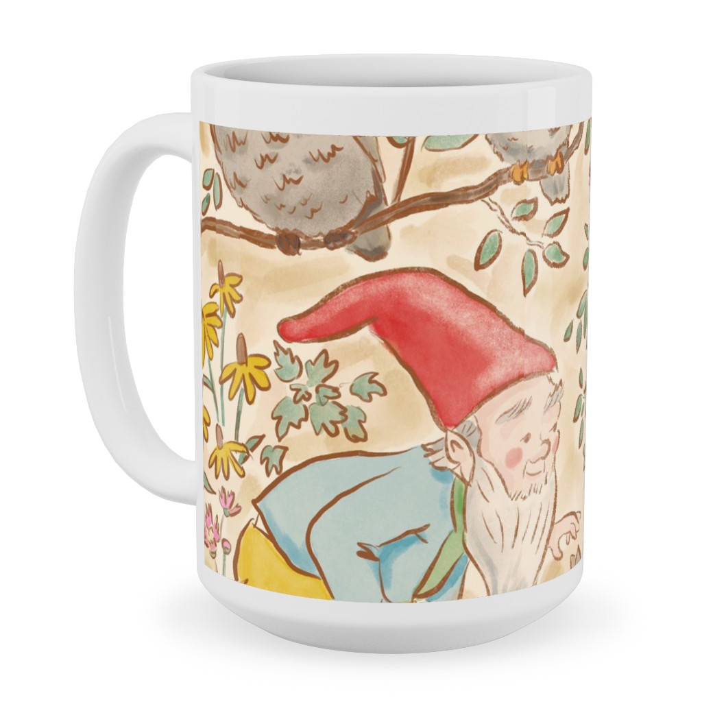 Woodland Gnomes - Multi Ceramic Mug, White,  , 15oz, Beige